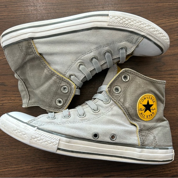 Converse Shoes - Converse Gray and Yellow High-Top Sneakers Size 6.5